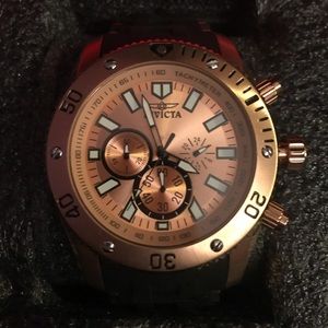 Invicta Rose Gold Men’s Watch with Black Band